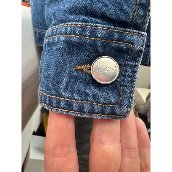 Men's Gucci NWT Indigo Blue Interlocking G Lasered Denim Jacket Size 52 - Picture 7 of 16